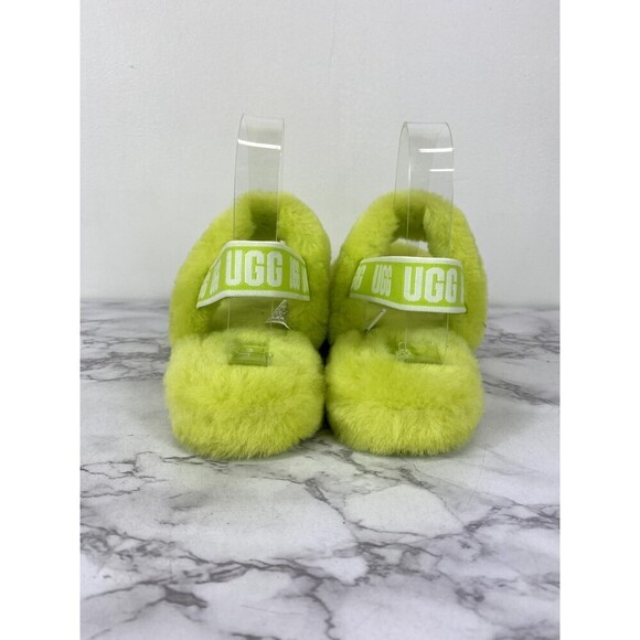 UGG NEON YELLOW FLUFF YEAH SLIDE SHEEPSKIN SLIPPER SANDALS, SIZE US 6 - Picture 10 of 10